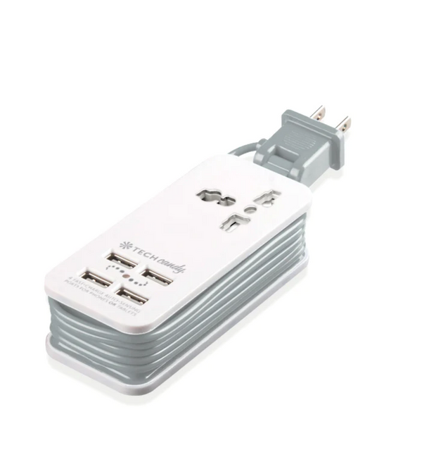 Power Trip Outlet & USB Port Travel Charging Station - Light Slate