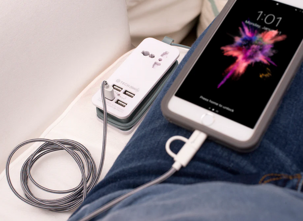 Power Trip Outlet & USB Port Travel Charging Station - Light Slate