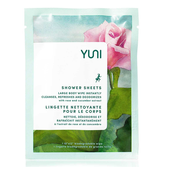 Rose Cucumber Shower Sheets - Large Biodegradable Body Wipes (12 count)