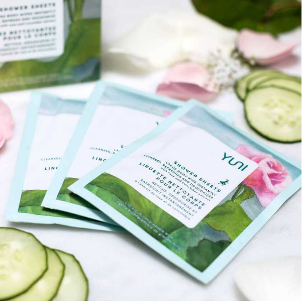 Rose Cucumber Shower Sheets - Large Biodegradable Body Wipes (12 count)