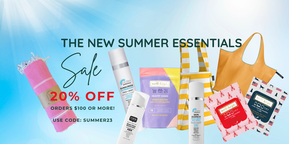 verveshop seasonal banner, summer essentials 2023 banner with products pictured